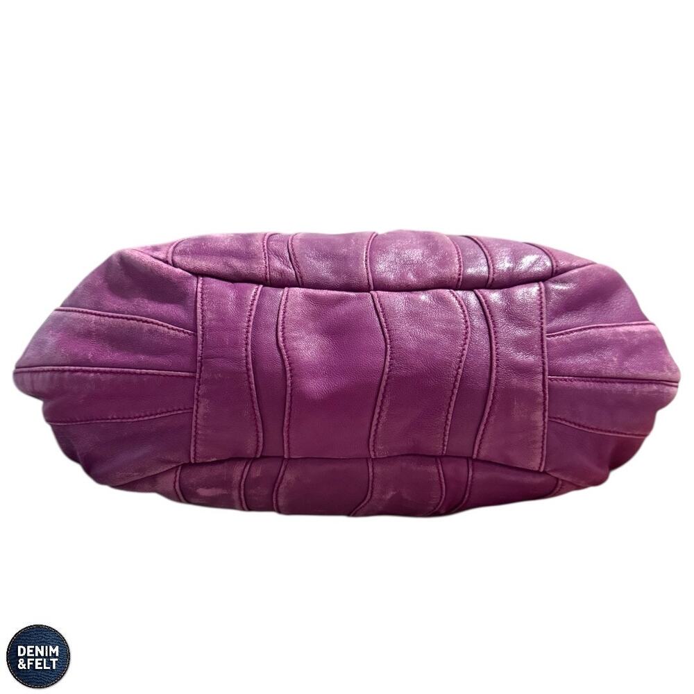 Prada‎ Purple Leather Pleated Shoulder Bag Gold Hardware Slouchy Hobo Purse Luxe - Picture 8 of 16
